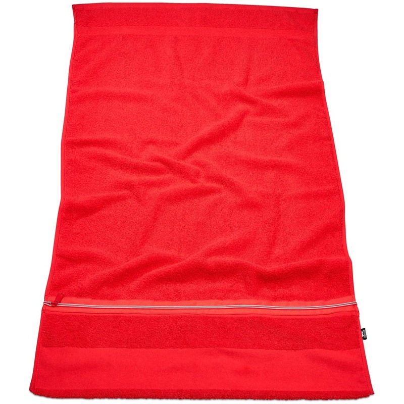 Customizable Cotton Gym Towel with Pocket Red